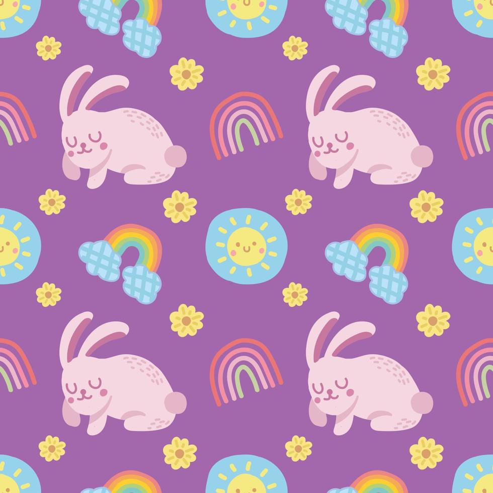 cute rabbit stuffs seamless for easter day vector