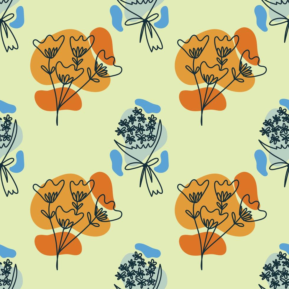 florals doodle art seamless pattern vector