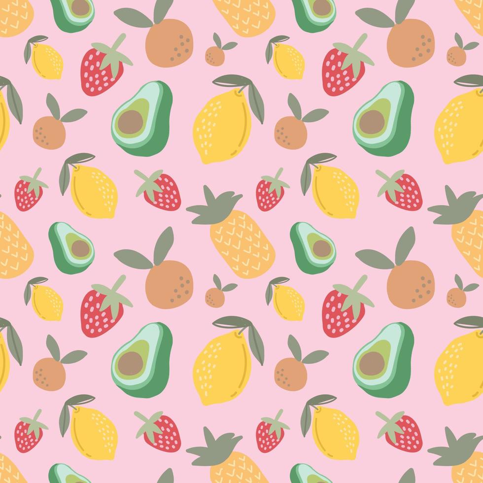 frutas tropicales cosas lindas sin costuras vector