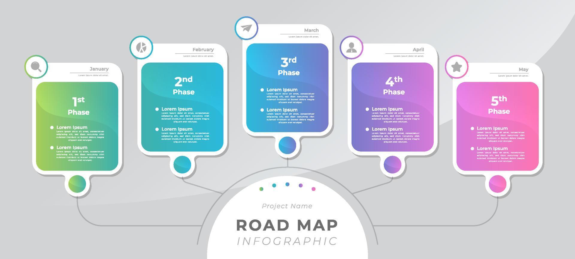 Gradient Colorful Mind Map Infographic Template vector