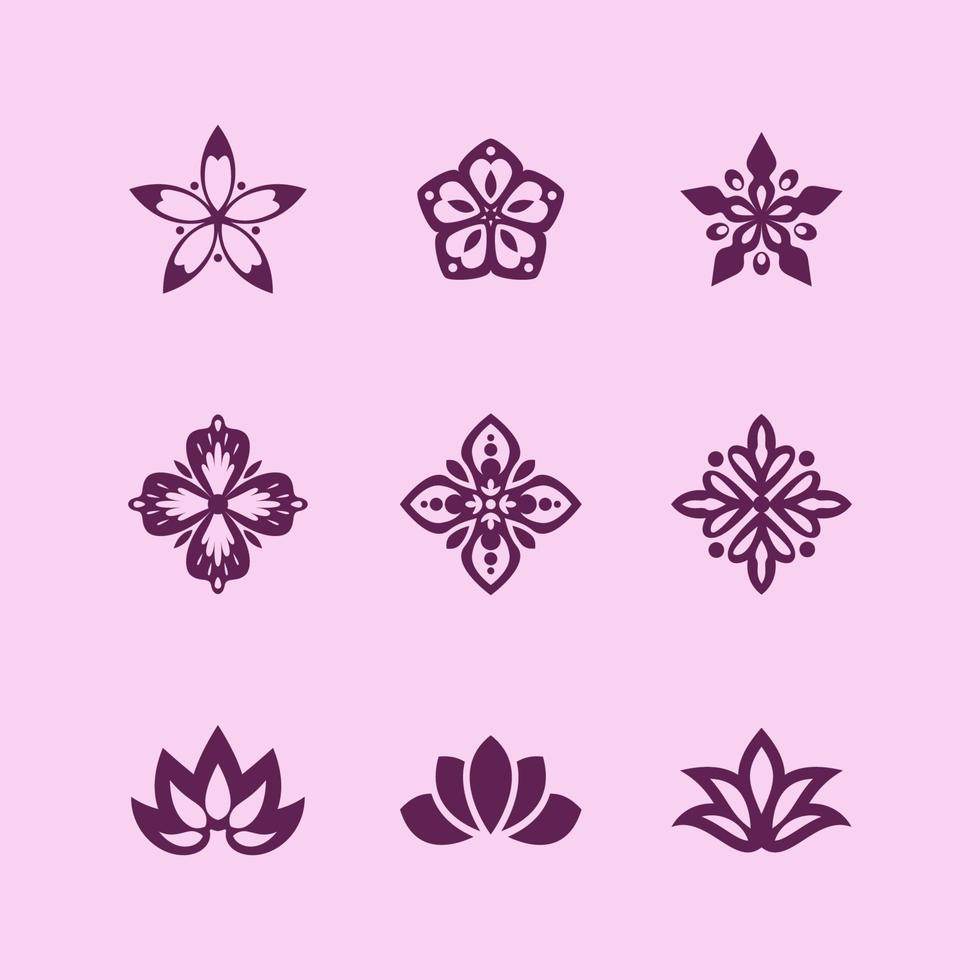 colección de iconos de flores vector