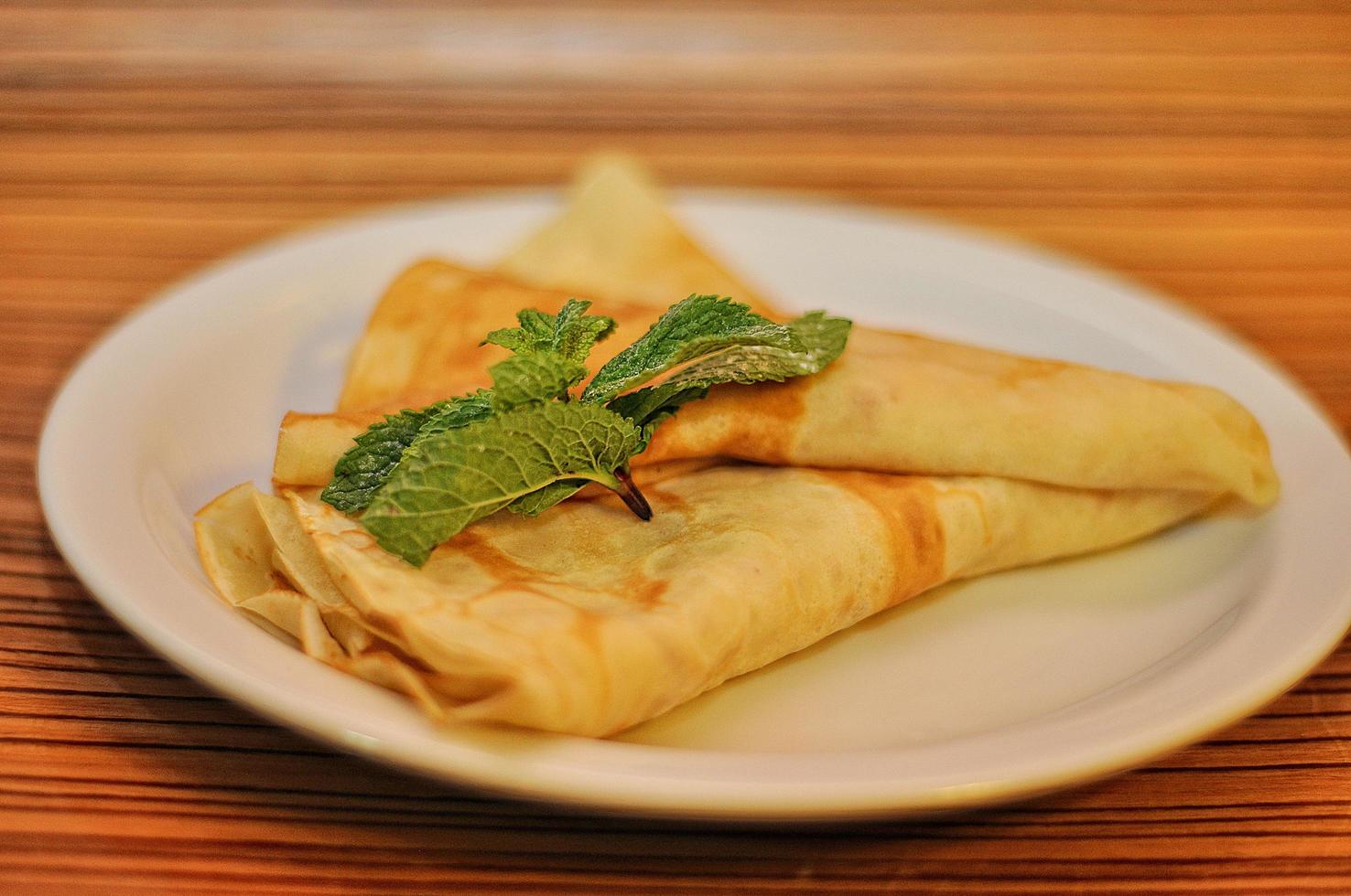 Pancakes with mint photo