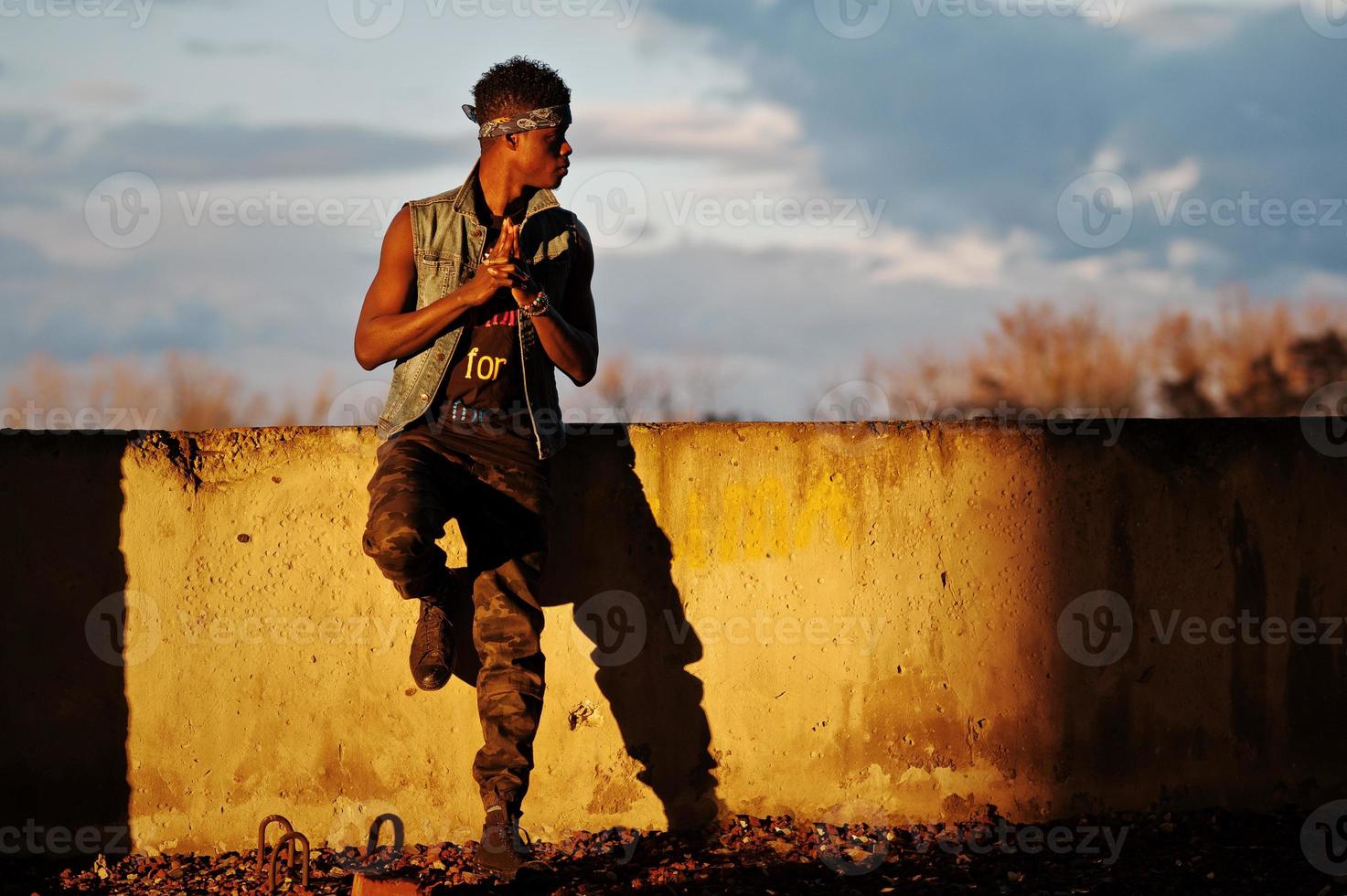 Black afroamerican man gangsta rap singer photo