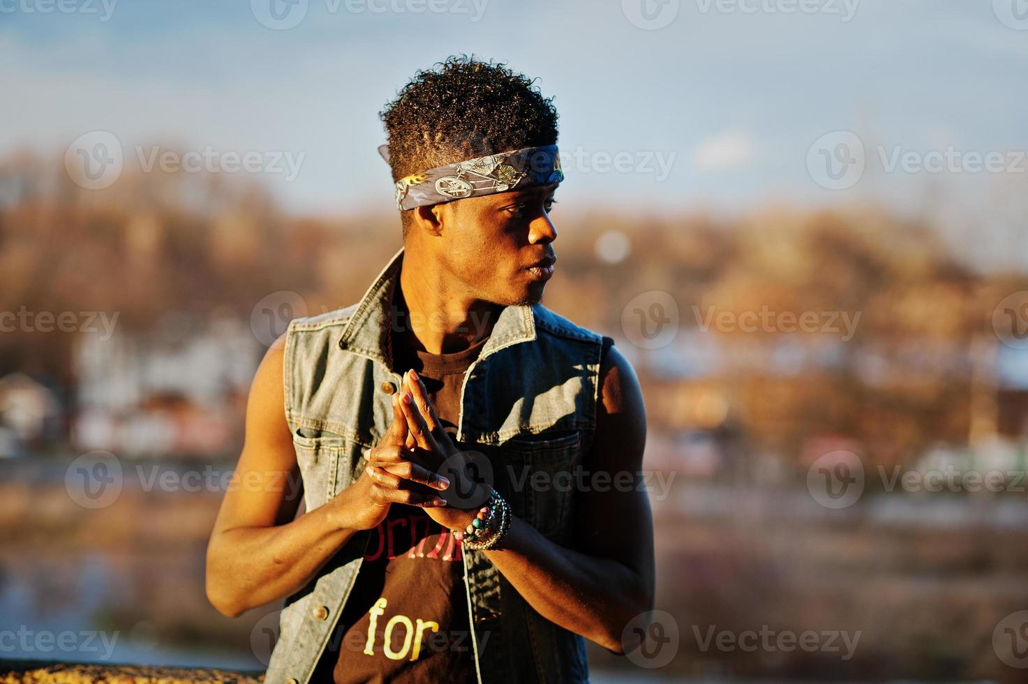 Black afroamerican man gangsta rap singer photo