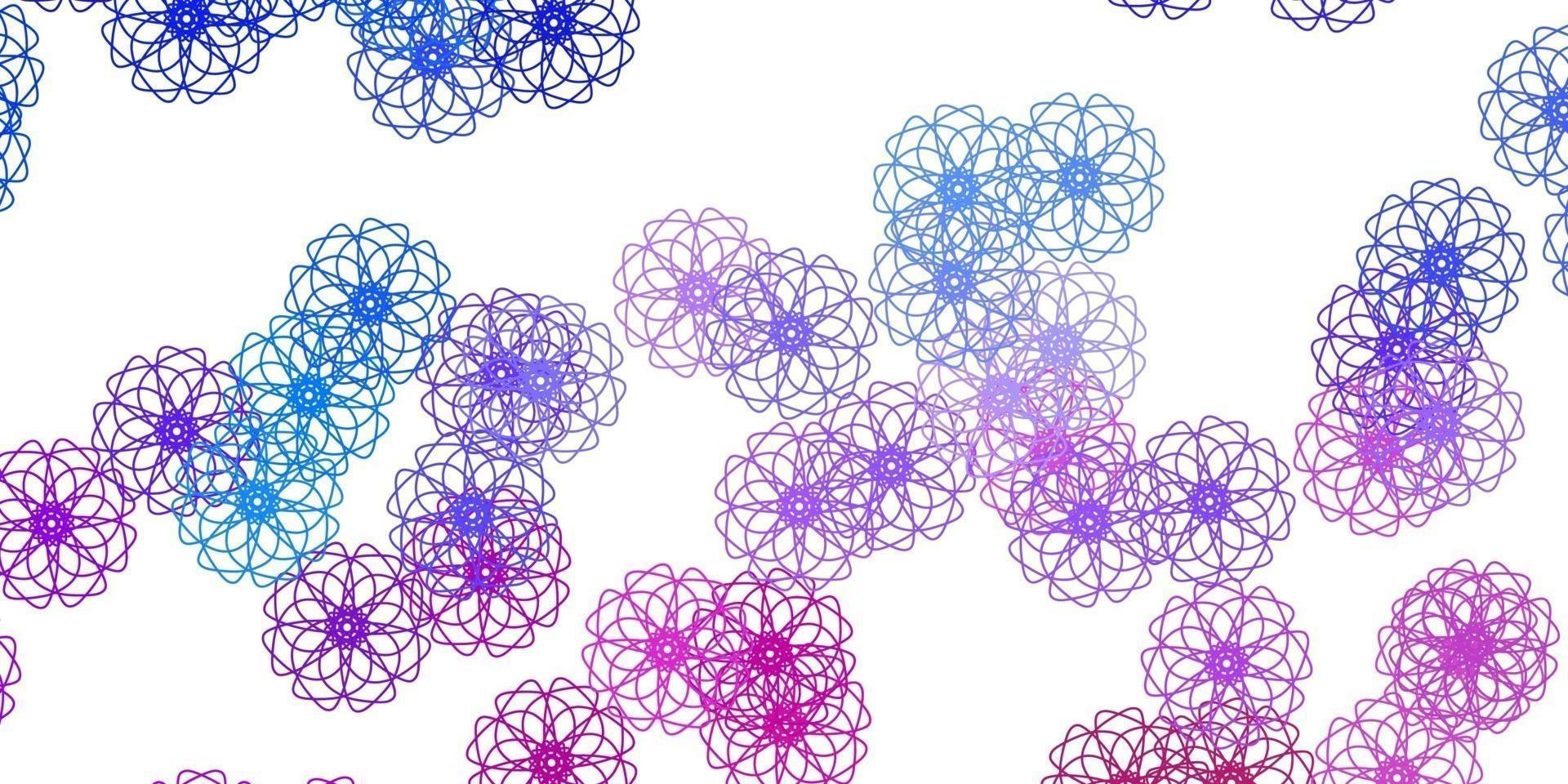 Light Blue, Red vector doodle template with flowers.