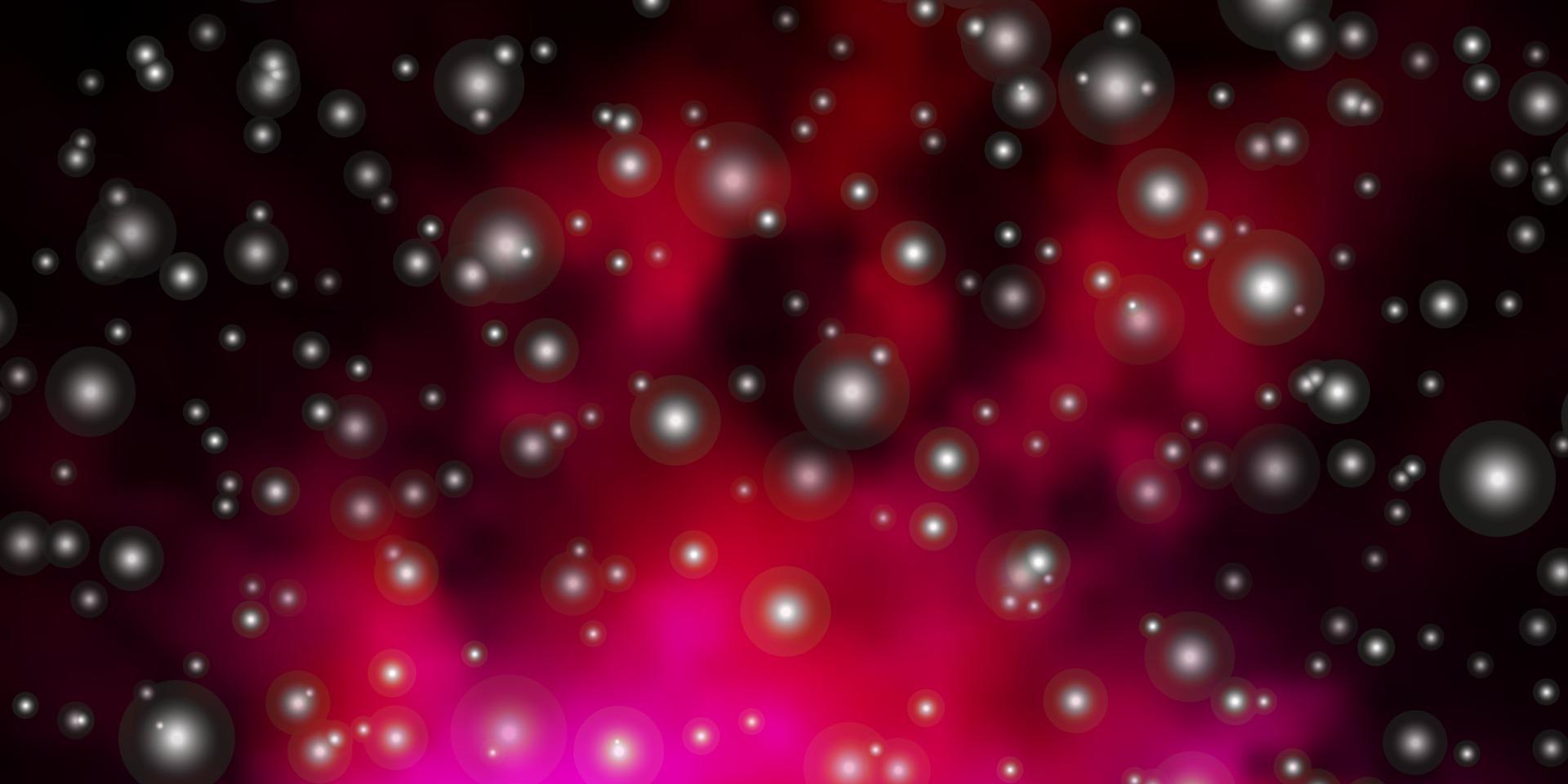 Dark Pink vector background with small and big stars.