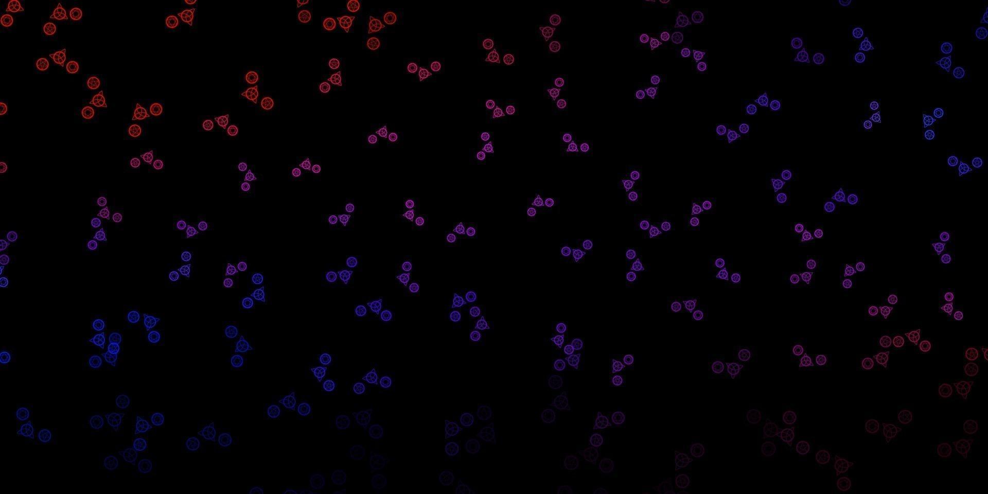 Dark Blue, Red vector background with occult symbols.