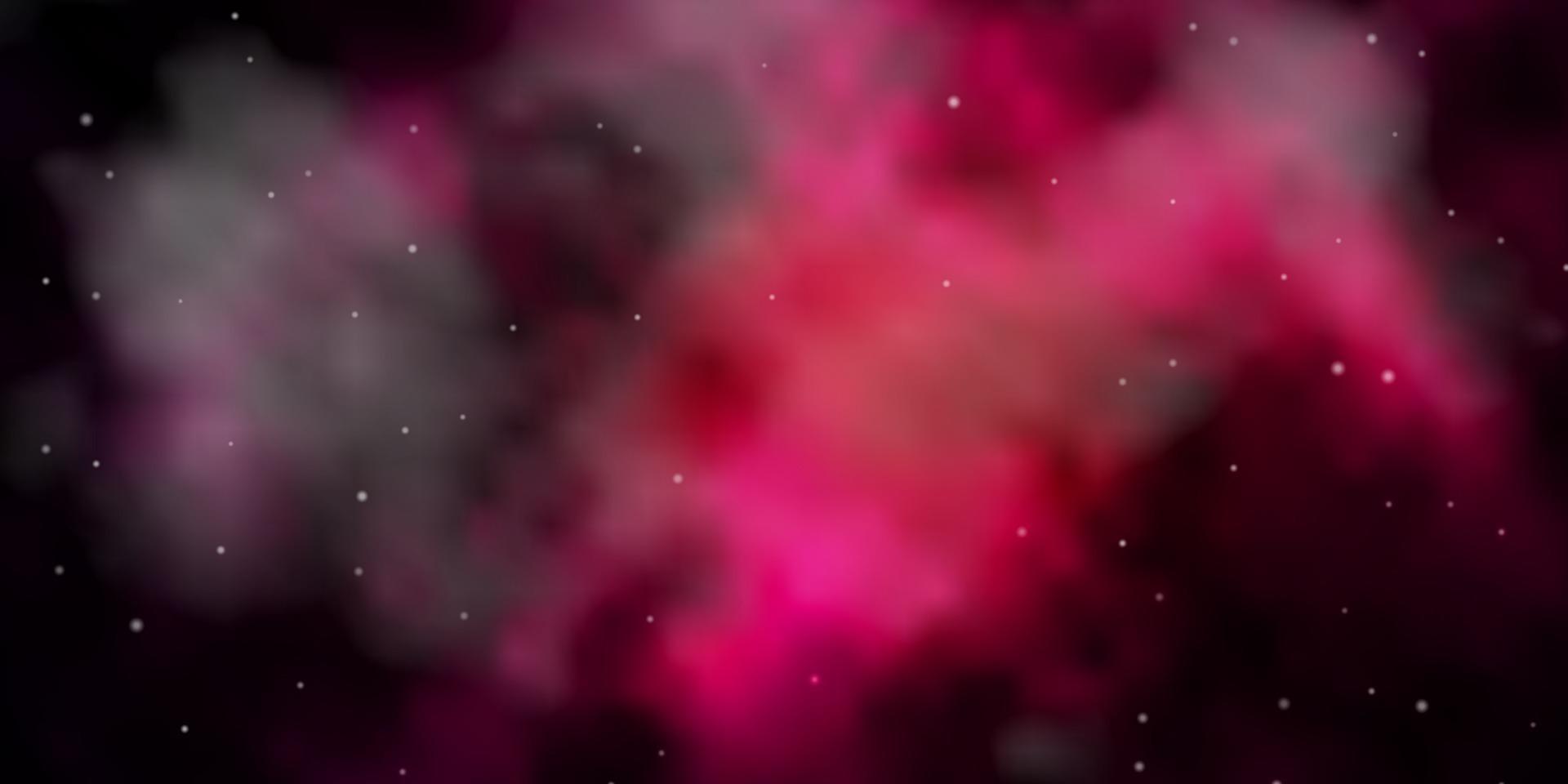 Dark Pink vector template with neon stars.