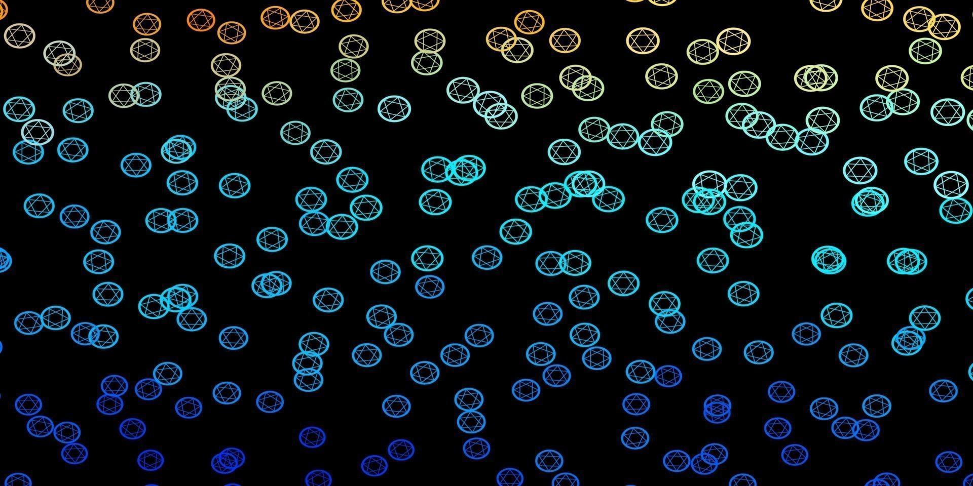 Dark Blue, Red vector background with occult symbols.