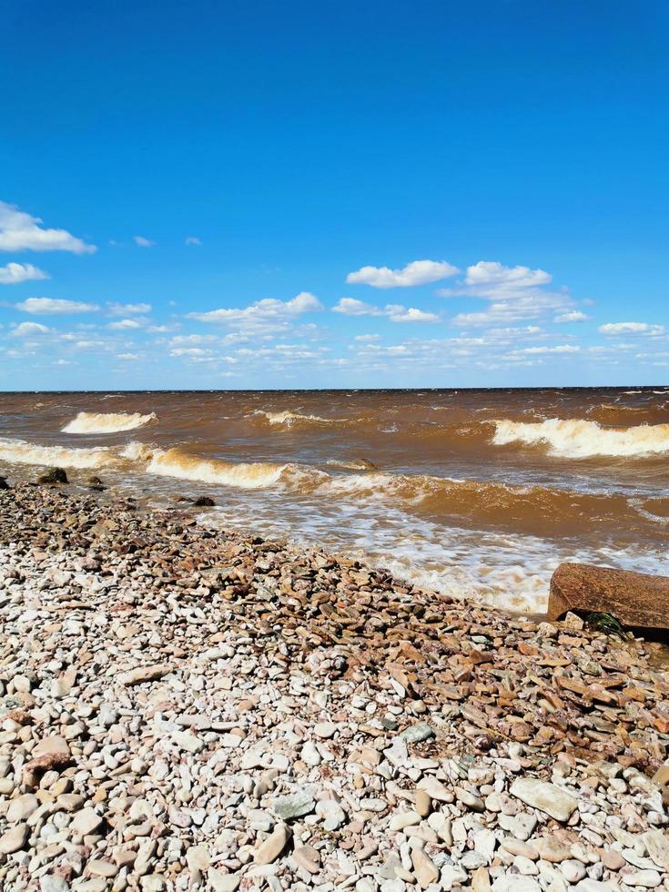 Rocky beach of lake or sea photo