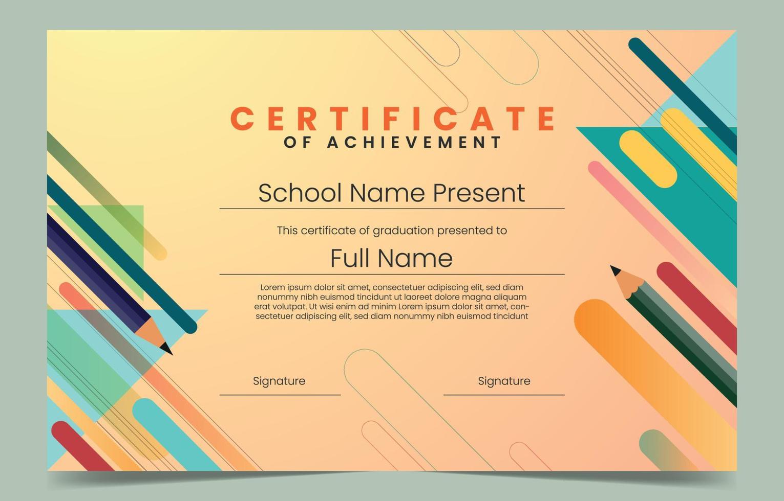 plantilla de certificado escolar vector