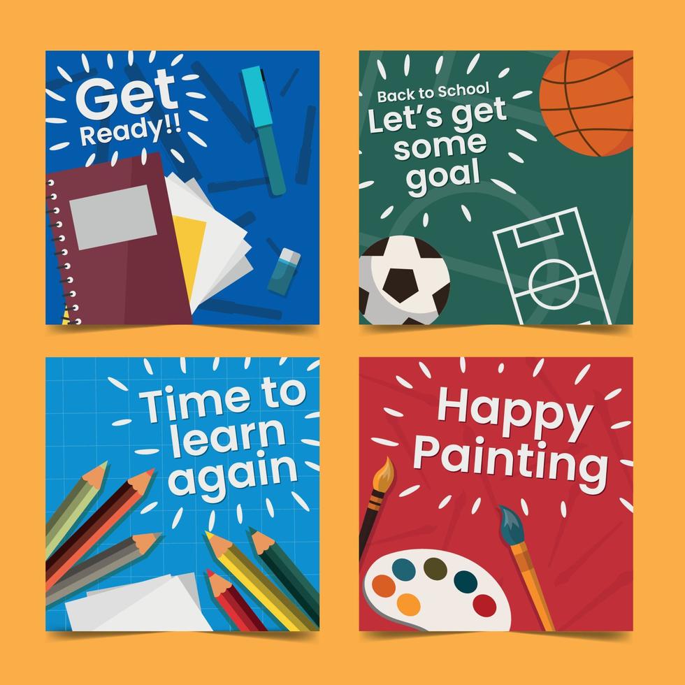 Set of Education Social Media Posts vector