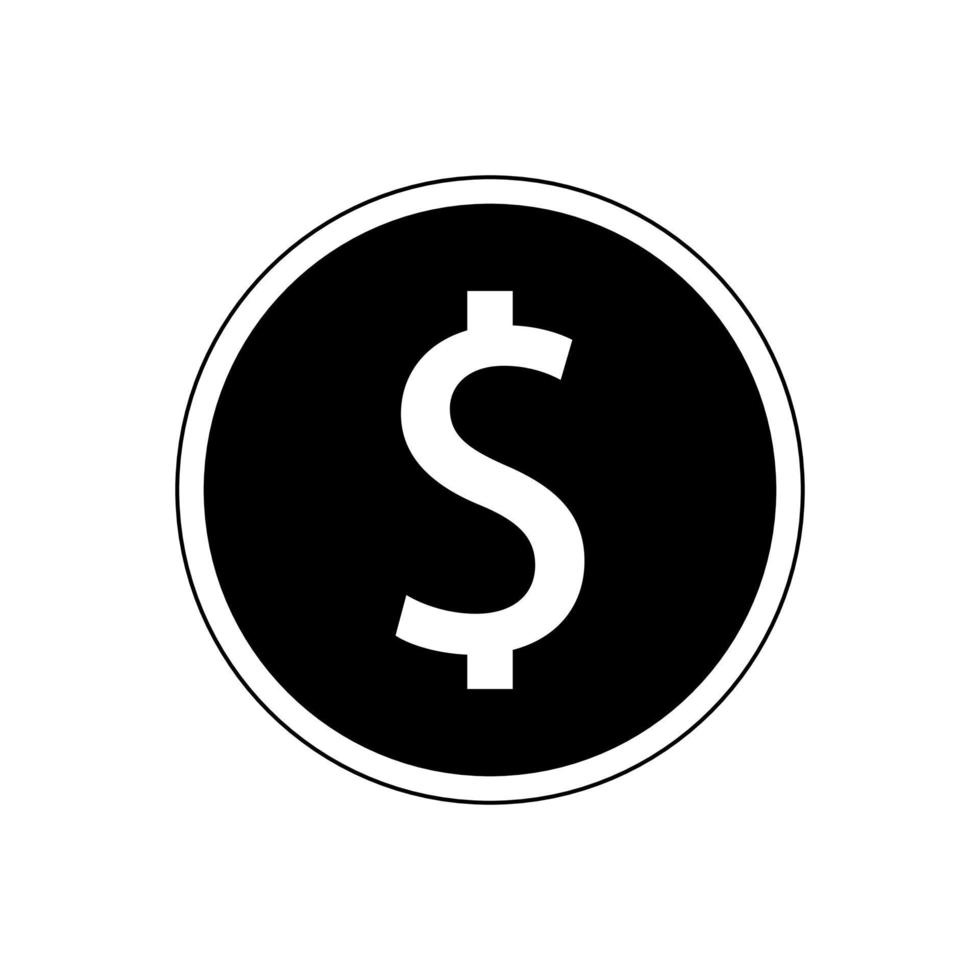 Dollar coin symbol. black and white illustration inspiration design vector