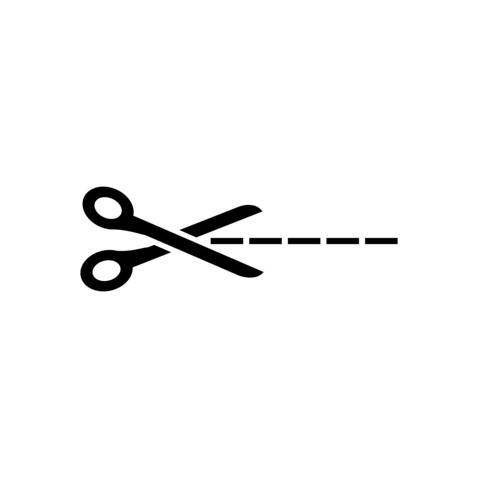 Cut in here symbol, vector design illustration. Scissor and line in simple flat design. Can be edited