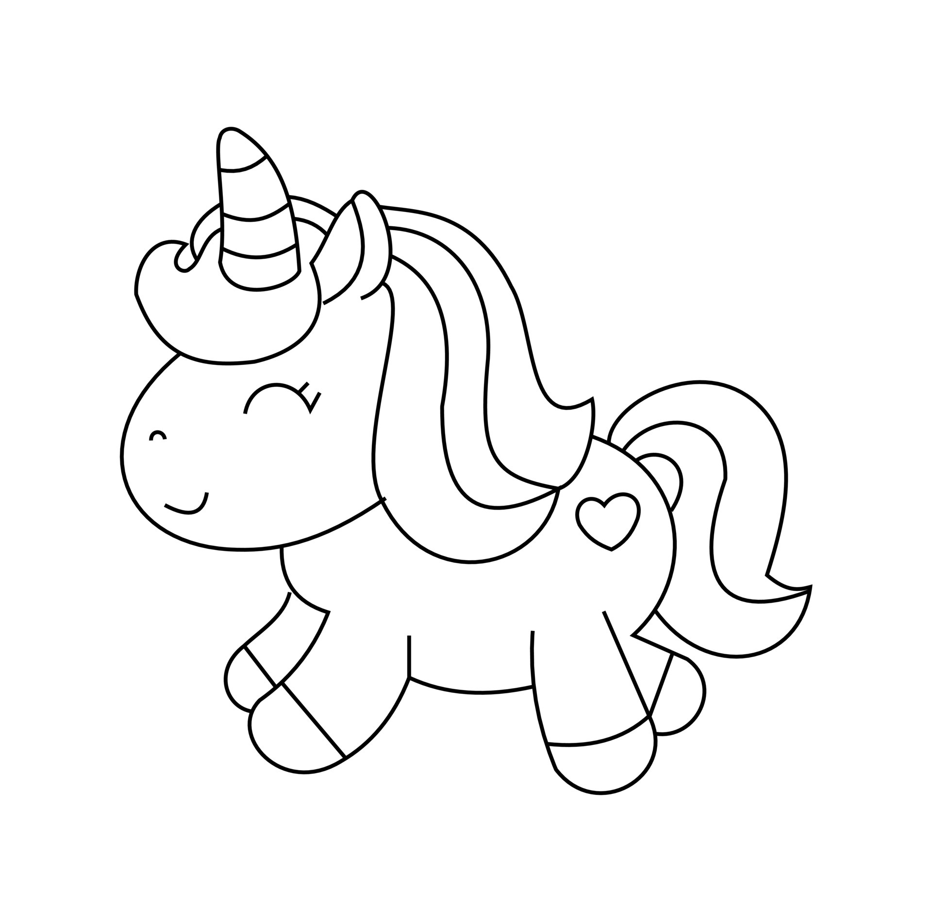 Unicorn coloring page. Cute animal coloring page. Editable vector ...