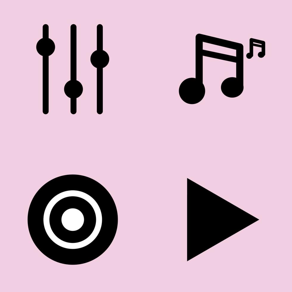 music icon set in black illustration design. Basic element graphic design. Editable vector in eps10