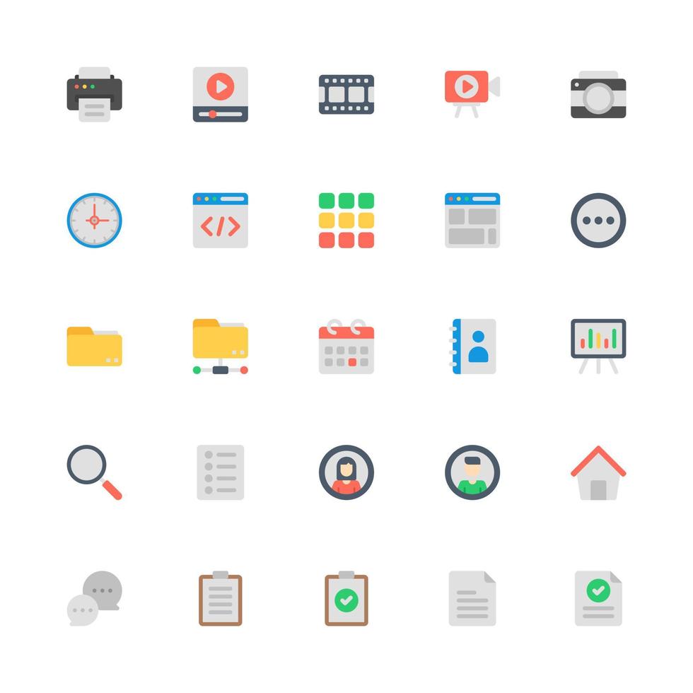 User Interface Icon Set Flat Style. File, Camera, Video, Home And More. Perfect For Website, Apps And Presentation vector