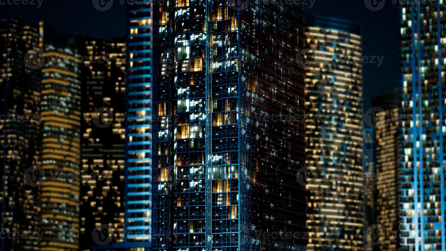 Skyscrapper in the business quarter in the night photo