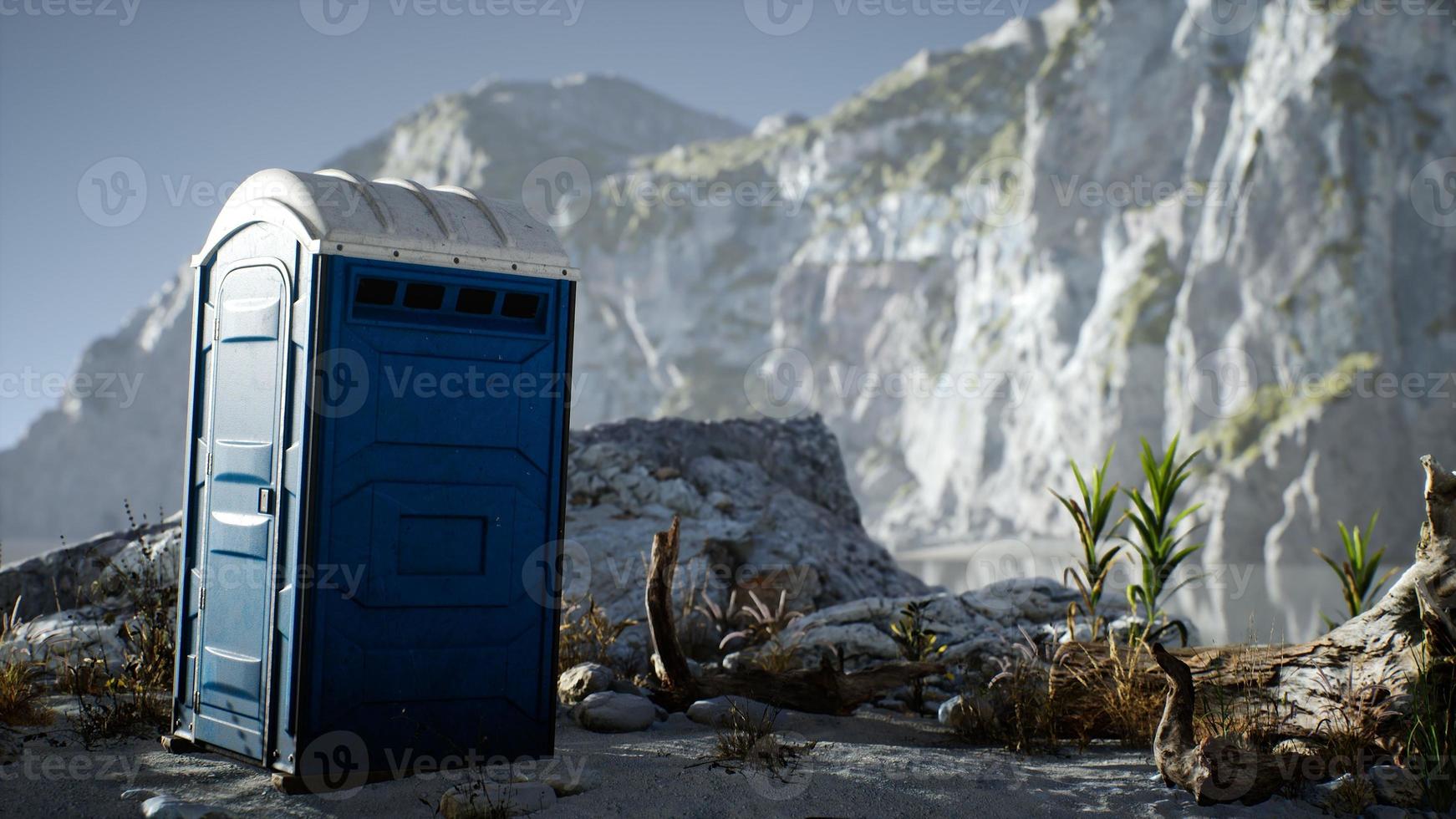 Portable mobile toilet in the beach. chemical WC cabin photo