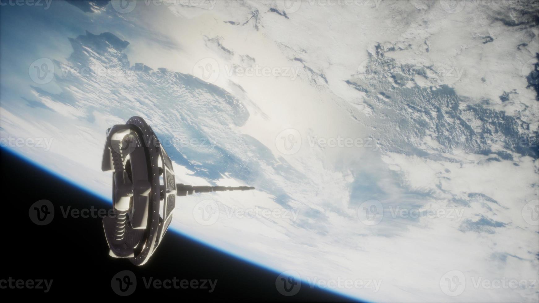 futuristic Space satellite orbiting the earth photo