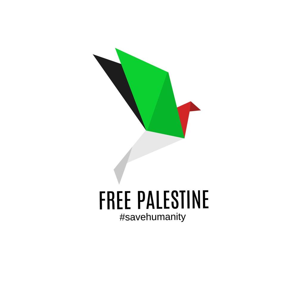 Illustration Vector Graphic of Free Palestine.Dove Symbol of Peace Perfect for Solidarity Banner Design,Poster,Apparel etc