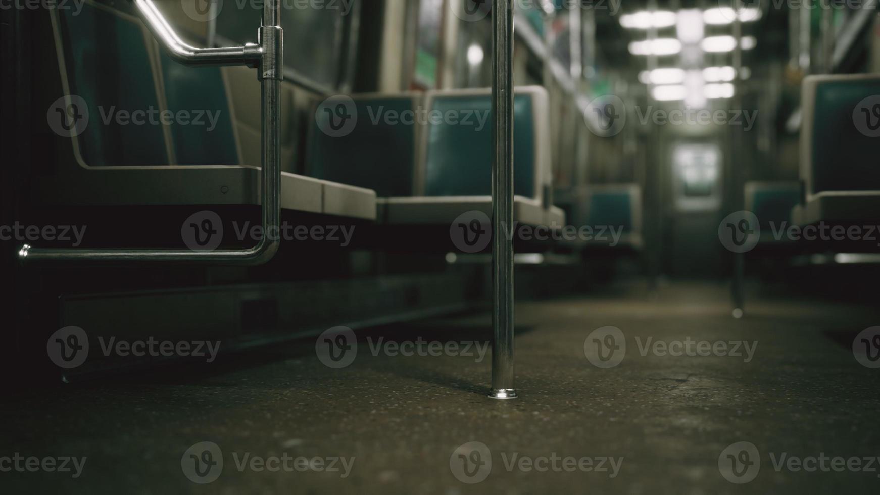 Inside of the old non-modernized subway car in USA photo