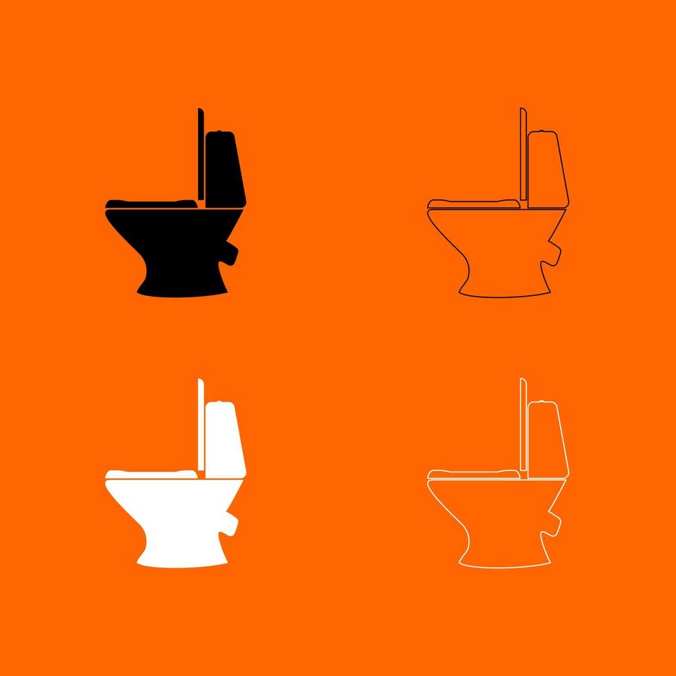 Toilet bowl black and white set icon . vector