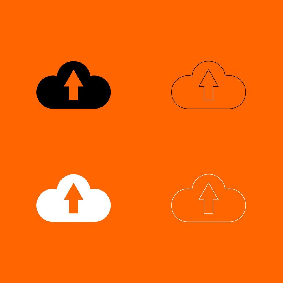 Cloud service black and white set icon . vector