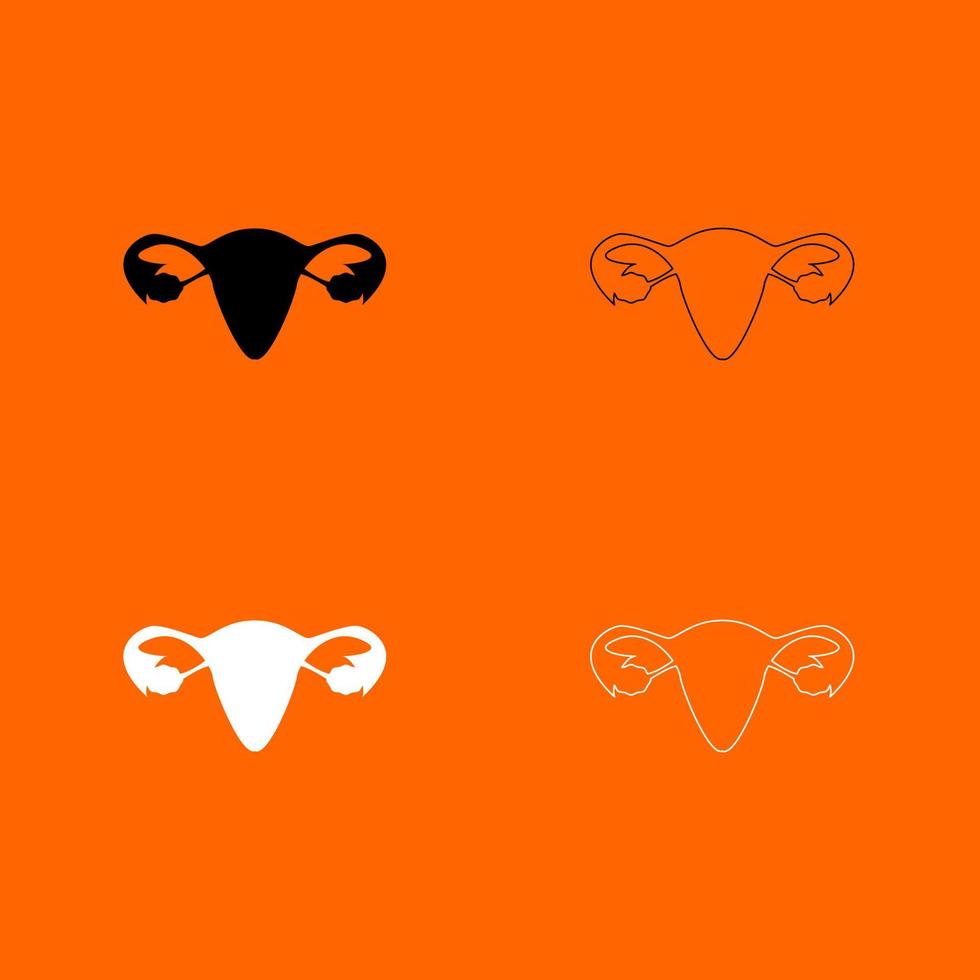 Uterus black and white set icon . vector