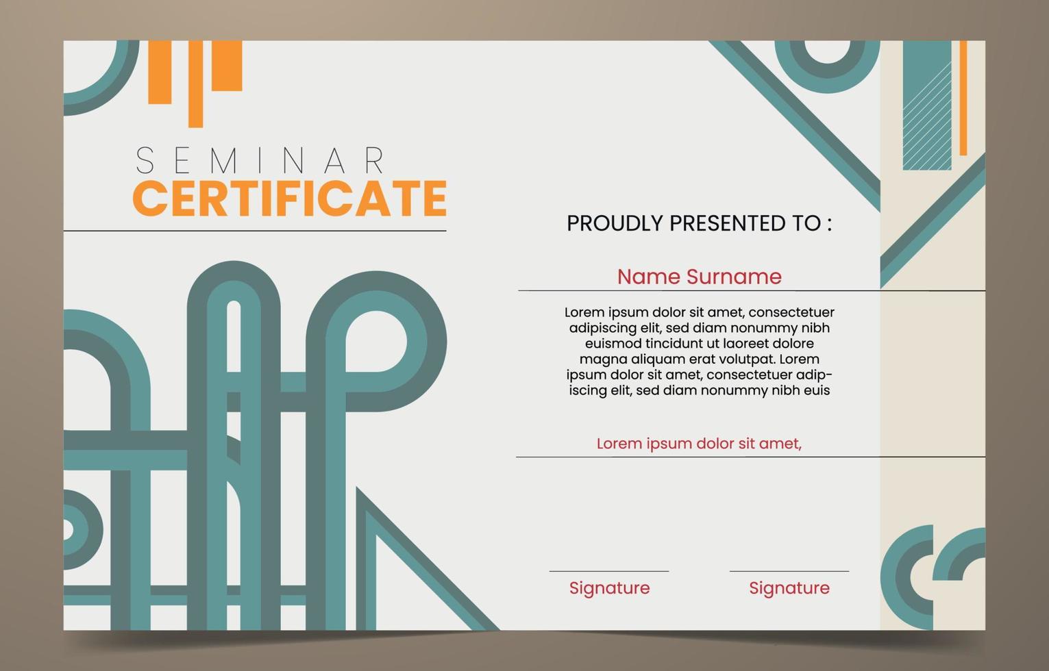 plantilla de certificado de seminario vector