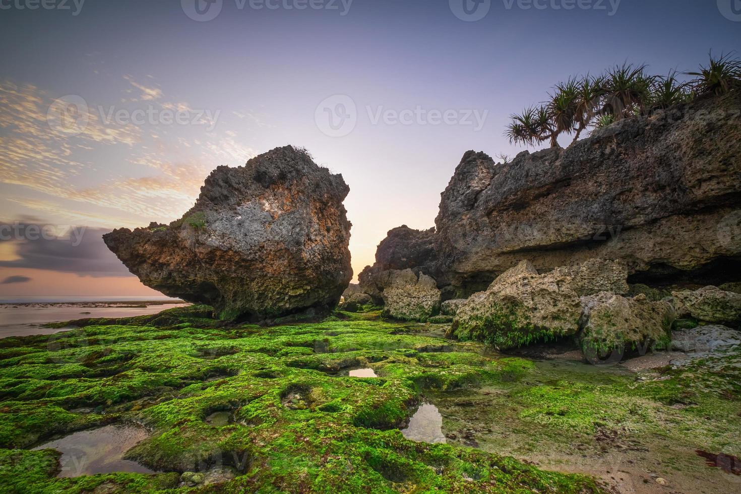Sunset at indonesian beach photo