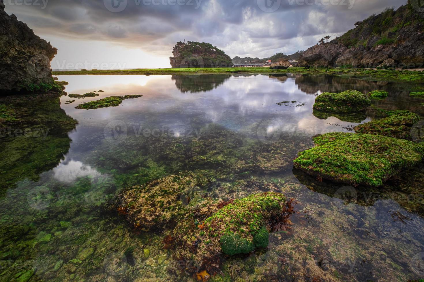 Sunset at indonesian beach photo