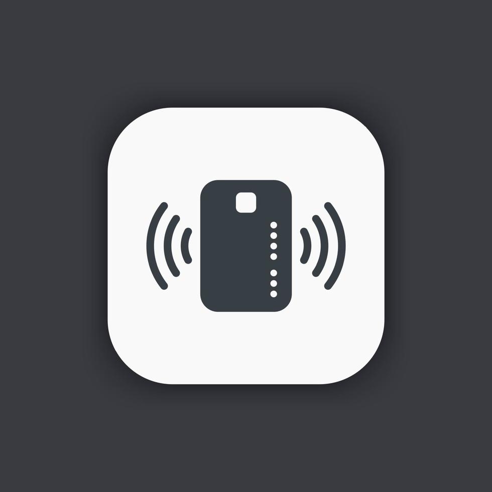 Contactless credit card icon, card with radio wave outside vector