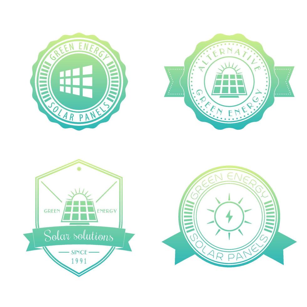 Solar energetics logos, emblems, badges vector