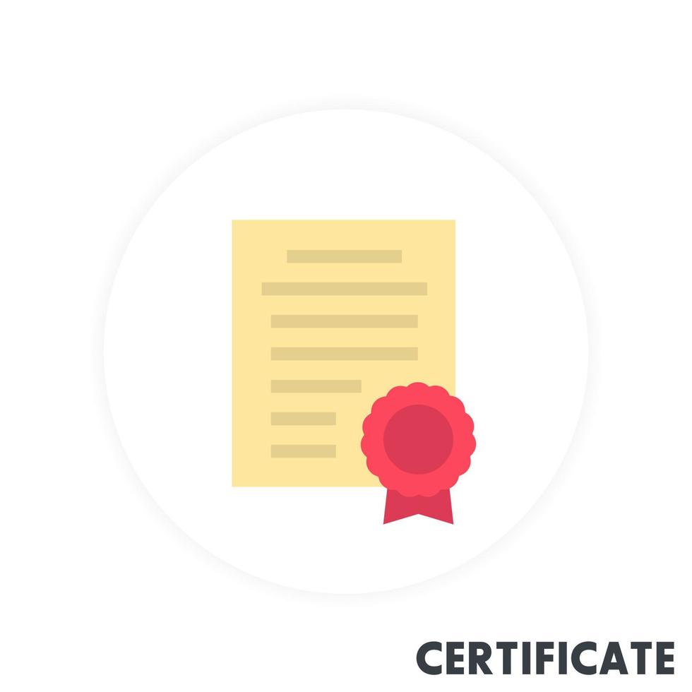 icono de certificado en estilo plano vector