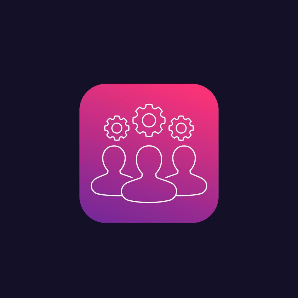 team interaction vector thin line icon