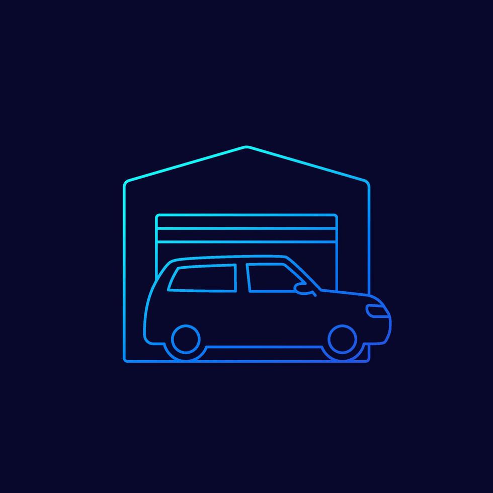 universal car at the garage line icon vector