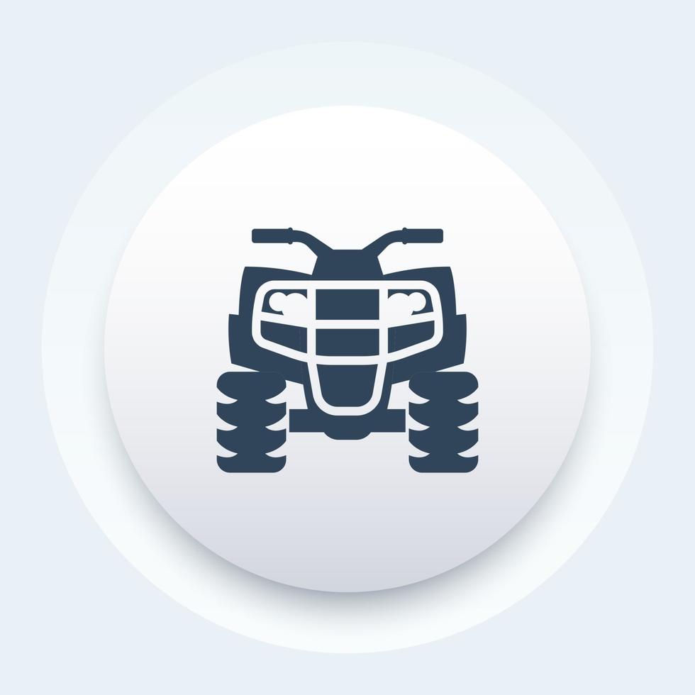 quad bike icon, atv, all terrain vehicle, quadricycle round pictogram vector