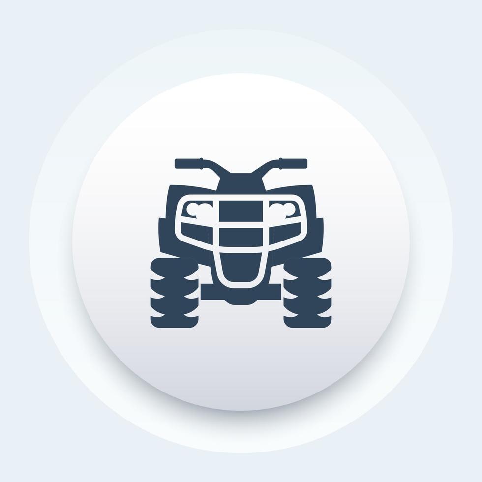 quad bike icon, atv, all terrain vehicle, quadricycle round pictogram vector
