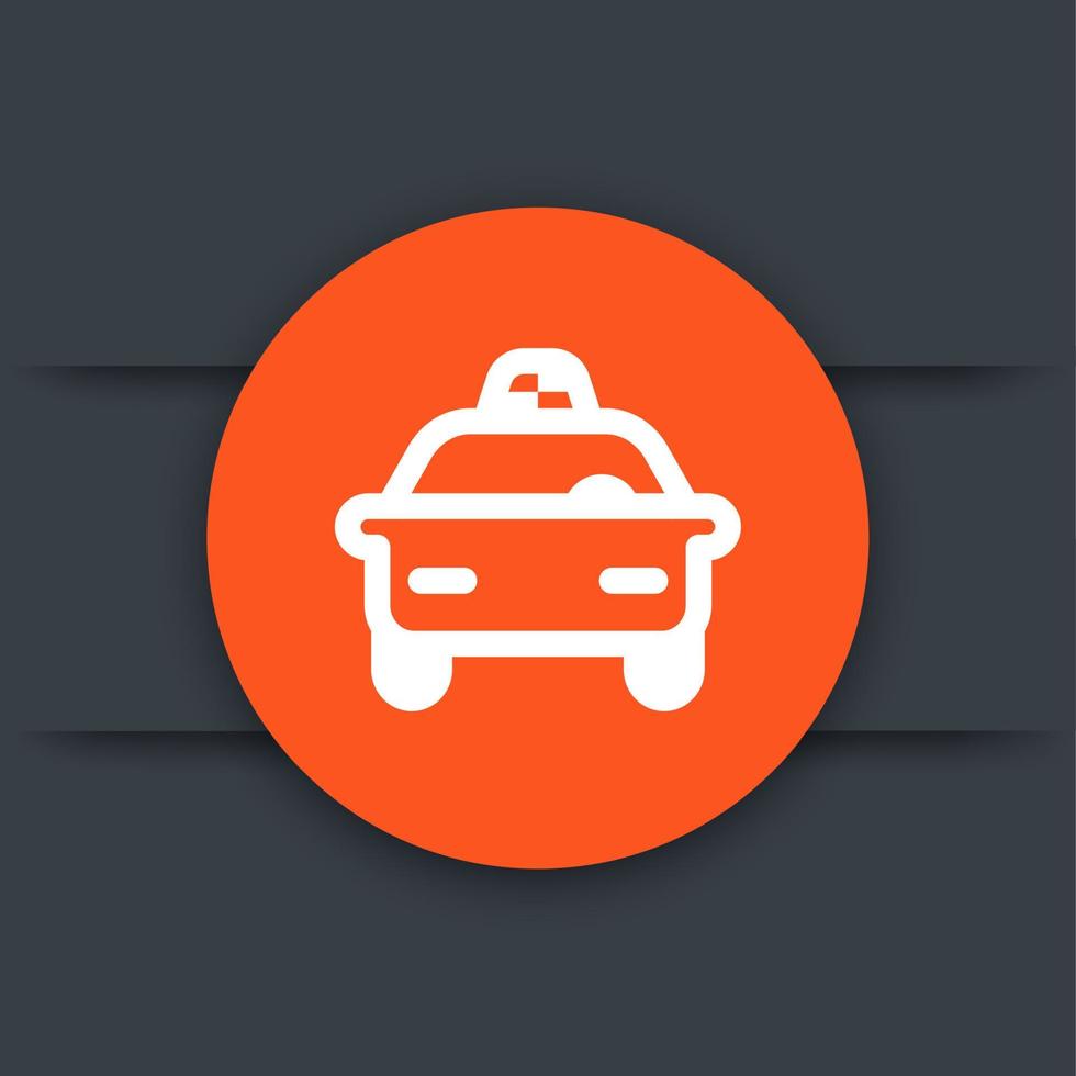 taxi line icon, front view, vector illustration