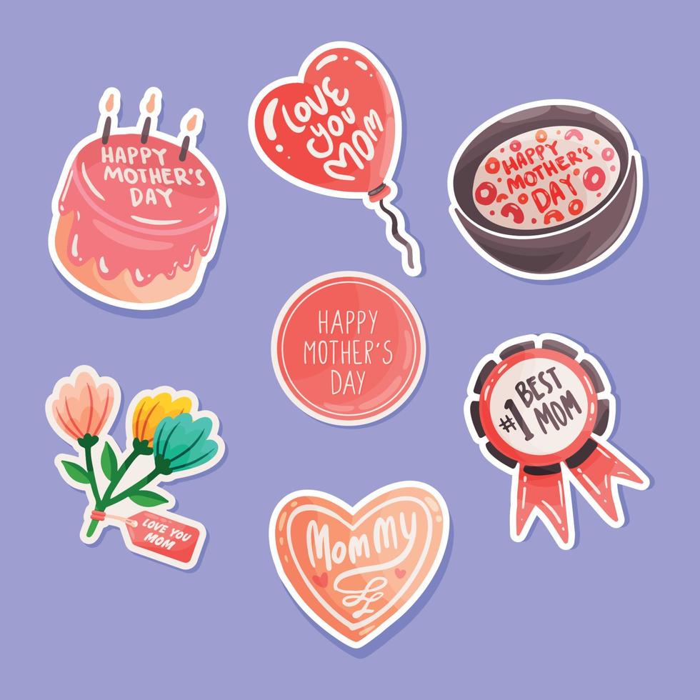 Cute Happy Mother's Day Doodle Sticker vector