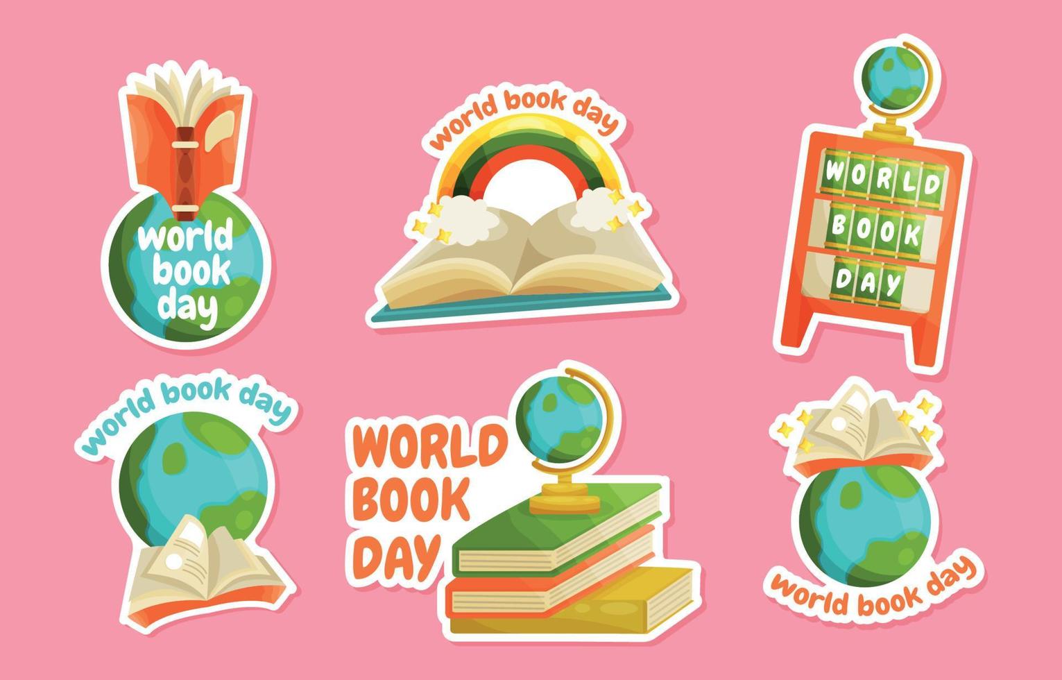 Cute World Book Day Sticker Set vector