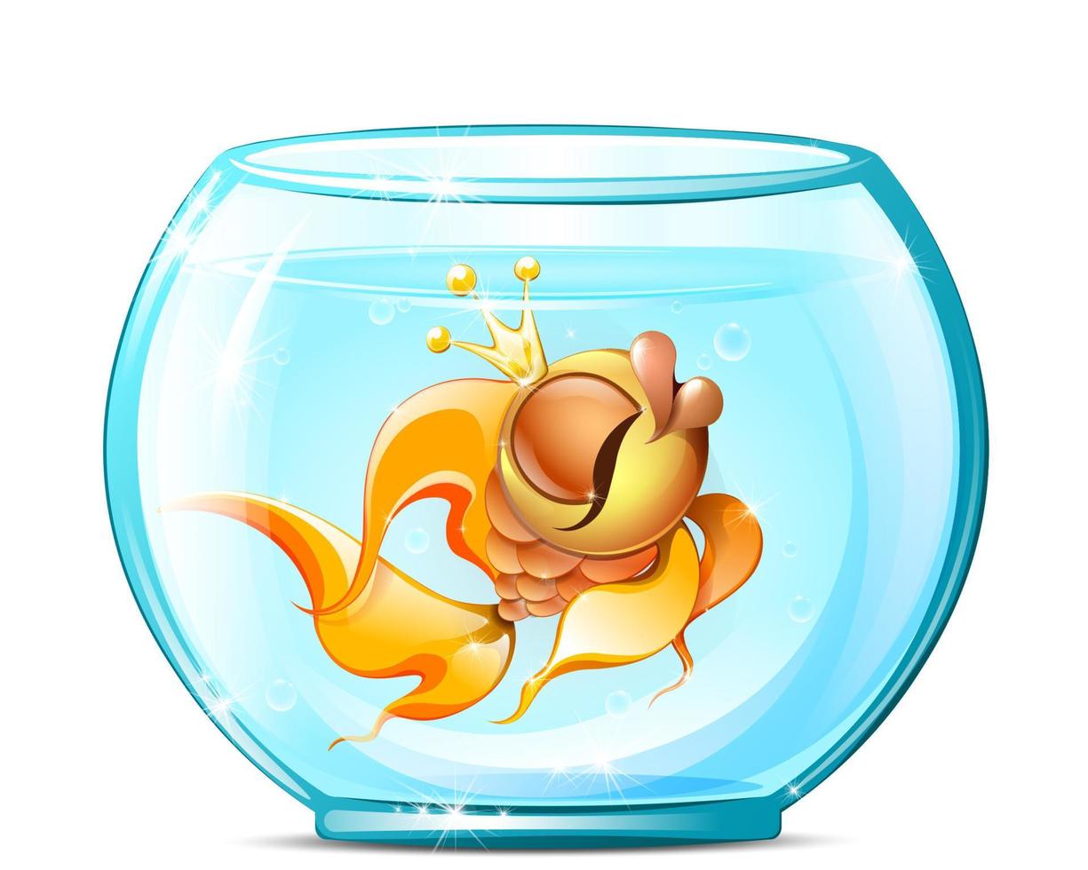 Gold Fish in aquarium vector