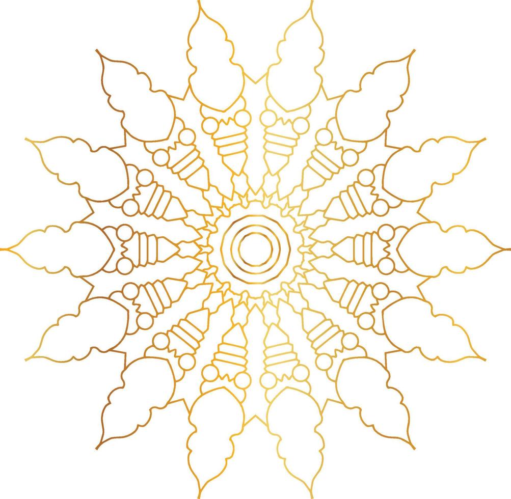 Mandala art with golden gradient and royal design vector