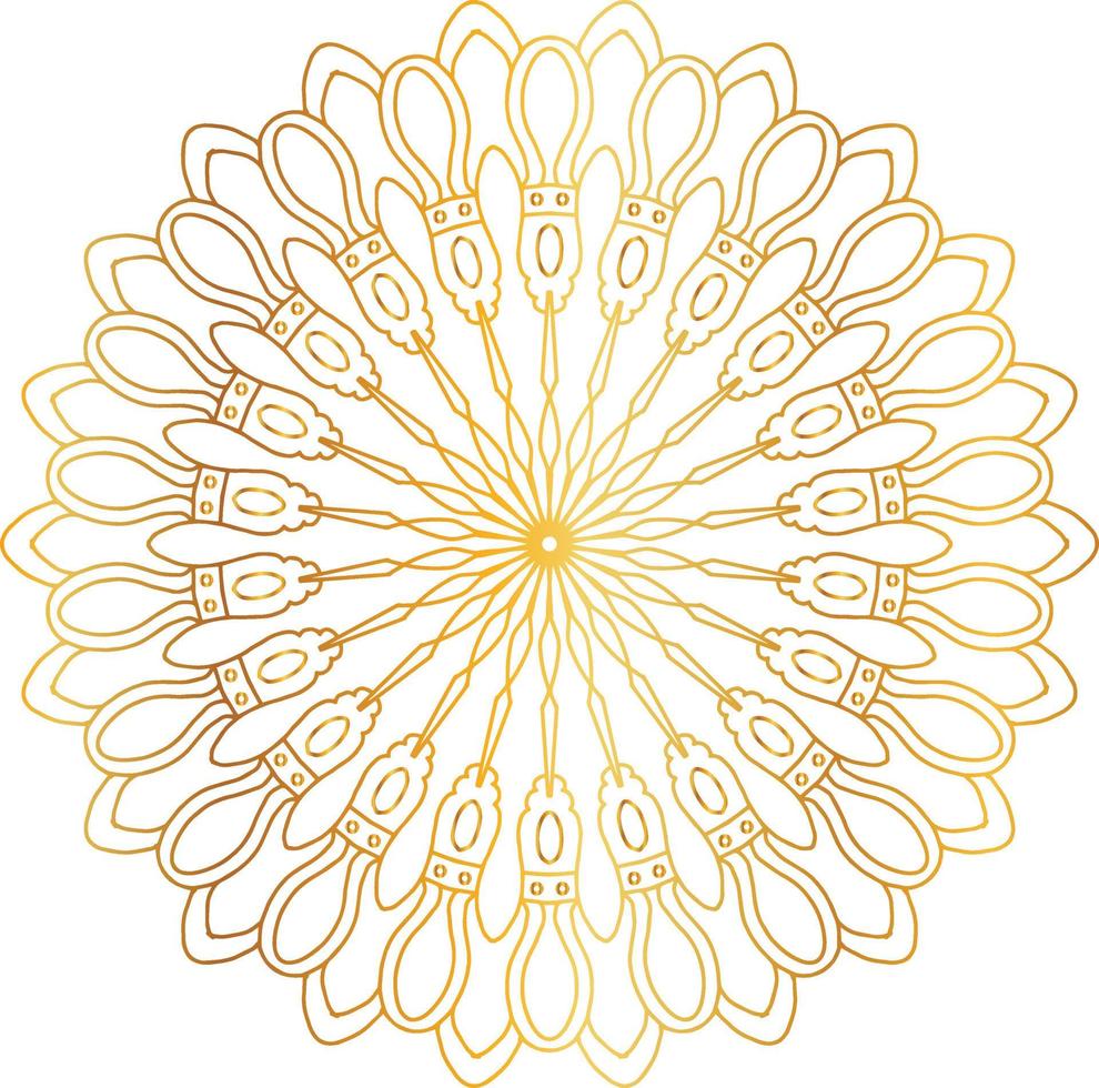 Royal mandala pattern with golden gradient vector