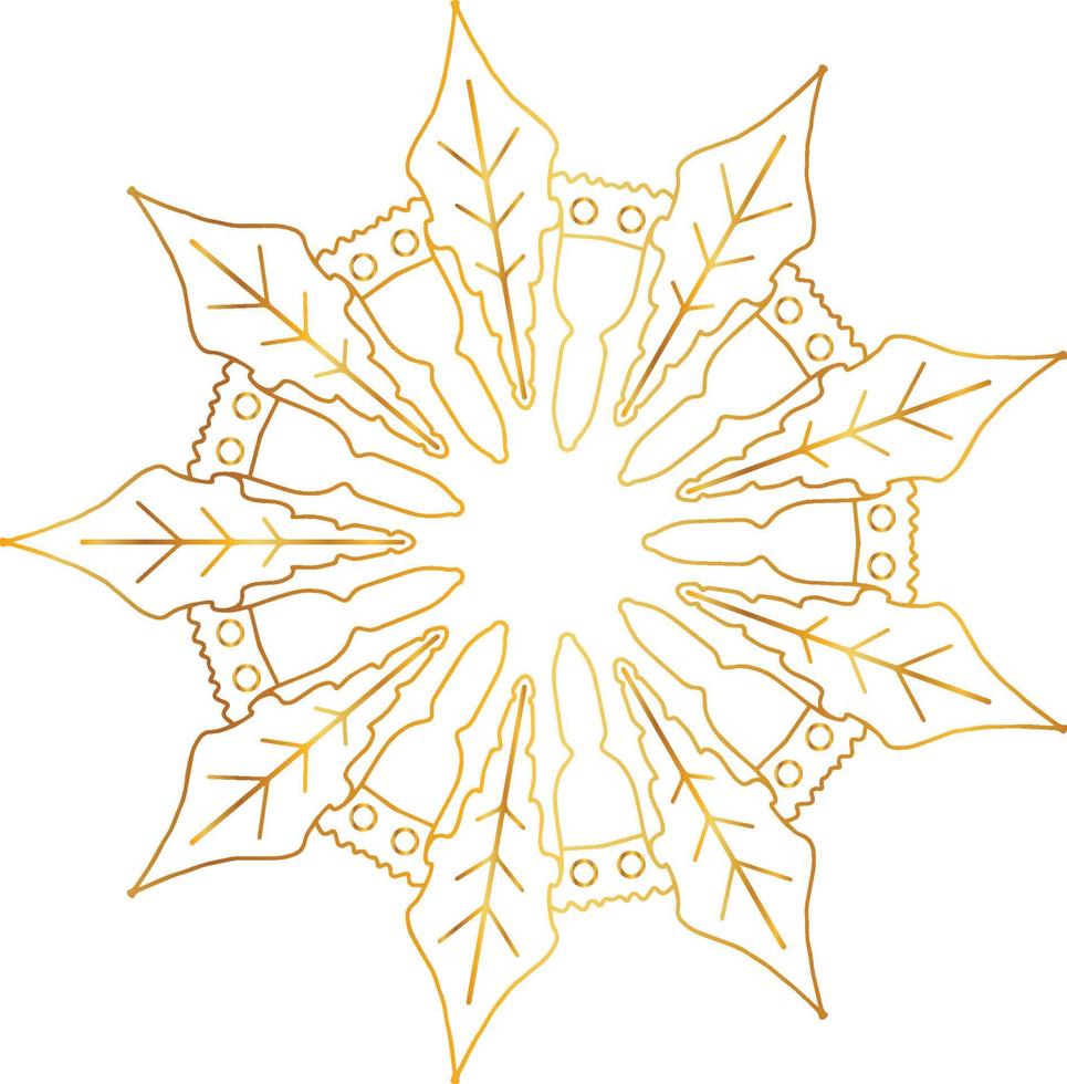 Mandala art with golden gradient and pattern vector
