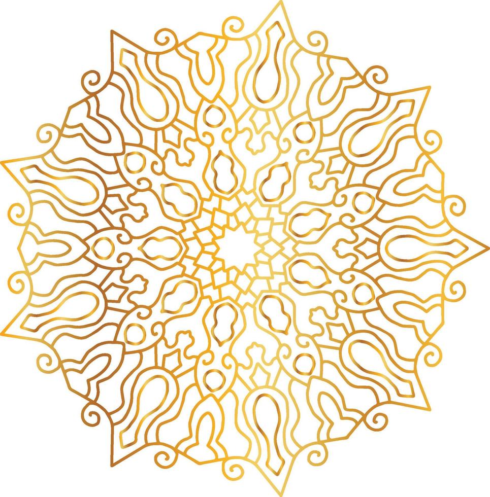 arte mandala con degradado dorado y diseño real vector