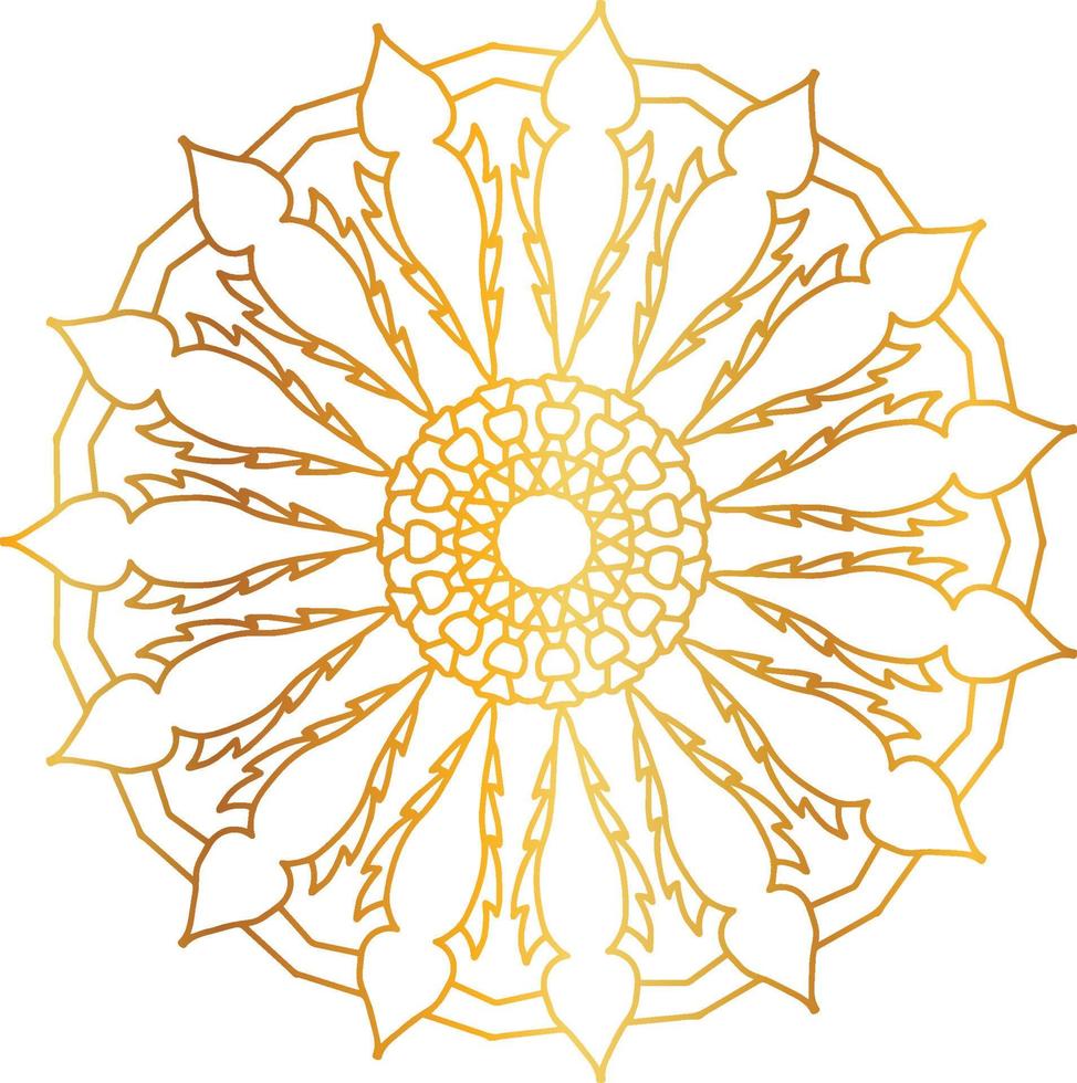 Mandala art with golden gradient and royal design vector