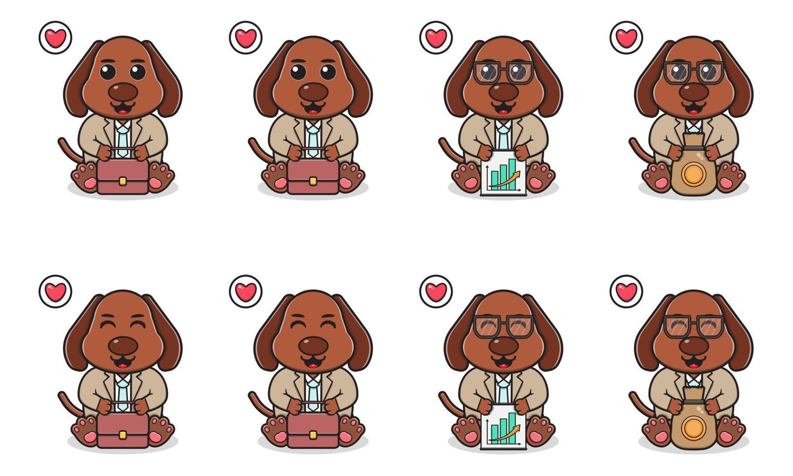 Vector Illustration of Cute sitting Dog cartoon with Businessman costume.