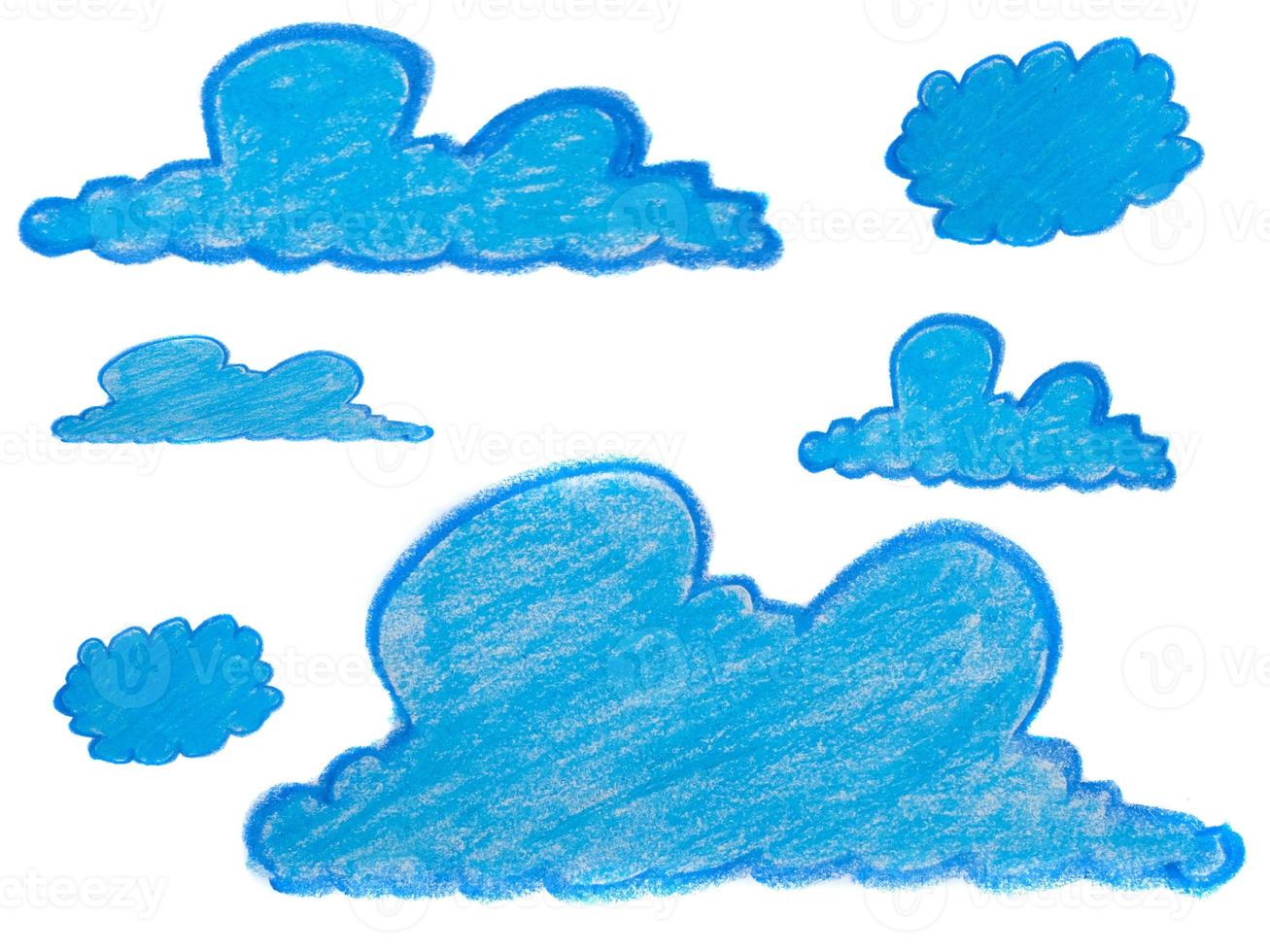 Abstract image with cloud-like shape, Crayon scribbled texture. photo